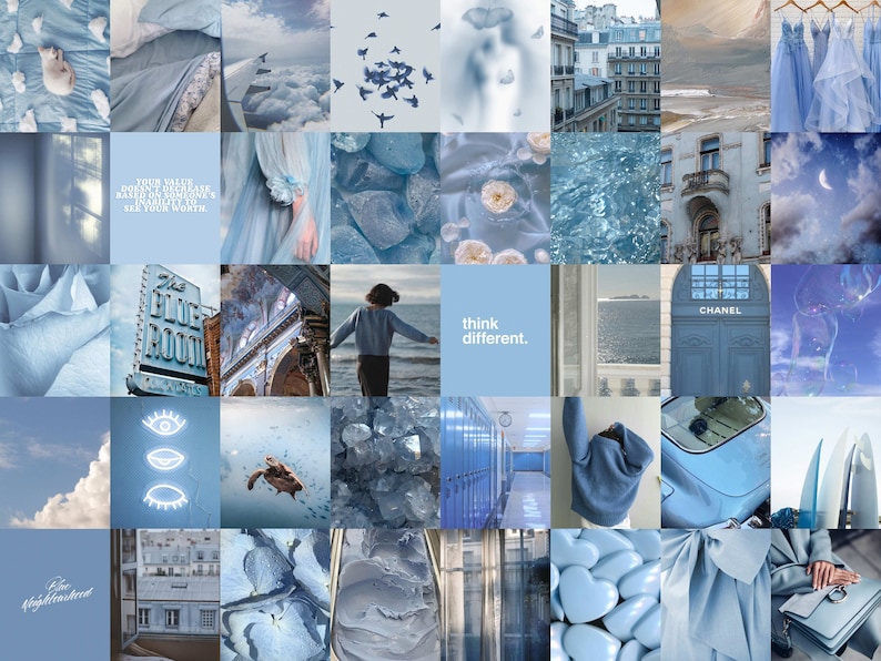 Soft Blue Wall Collage Kit Baby Blue Wall Kit DIGITAL | Etsy