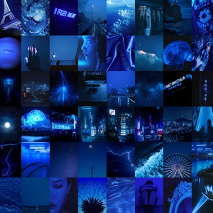 Dark Blue Wall Collage Kit, Grunge Blue Aesthetic, DIGITAL Prints, Aesthetic Room Decor, Instant 60 Pcs