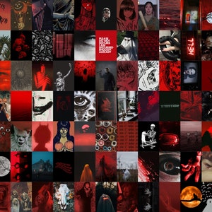 100+ Horror Wall Collage Kit, Red Collage Kit, Halloween Aesthetic Wall Kit, DIGITAL Prints, Aesthetic Room Decor