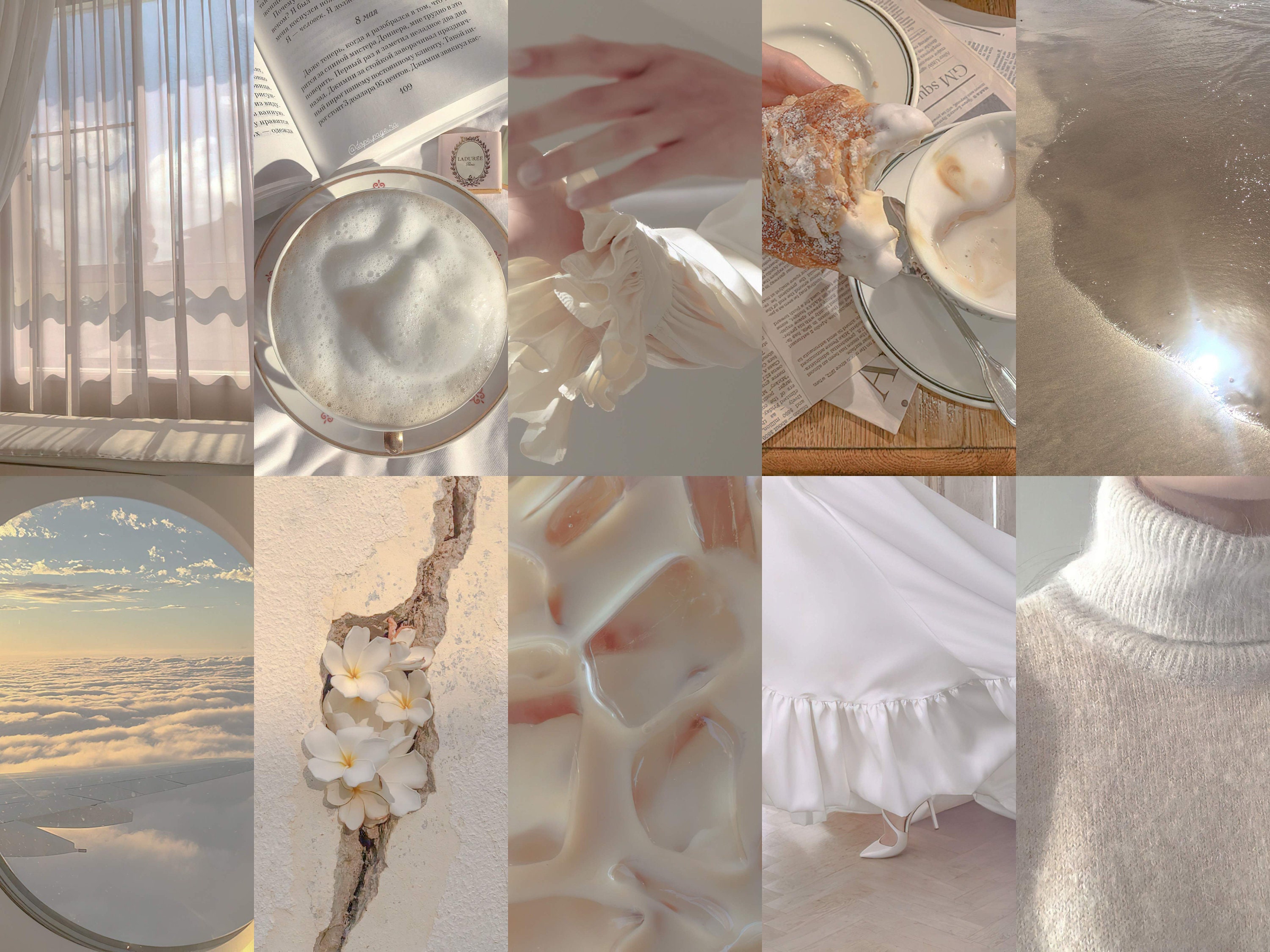 150 Pcs Cream Wall Collage Kit, Soft Beige Aesthetic, Ivory Aesthetic