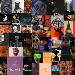 May include: A Halloween-themed collage featuring images of pumpkins, skeletons, ghosts, and other spooky characters. The collage includes text such as "Screamworks Never Sleep Again", "Ghouls just want to have fun!" and "Boss Witch".