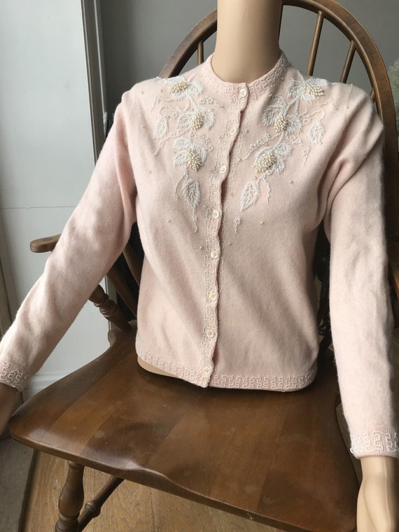 1950s Cashmere and Wool heavily embellished cardig