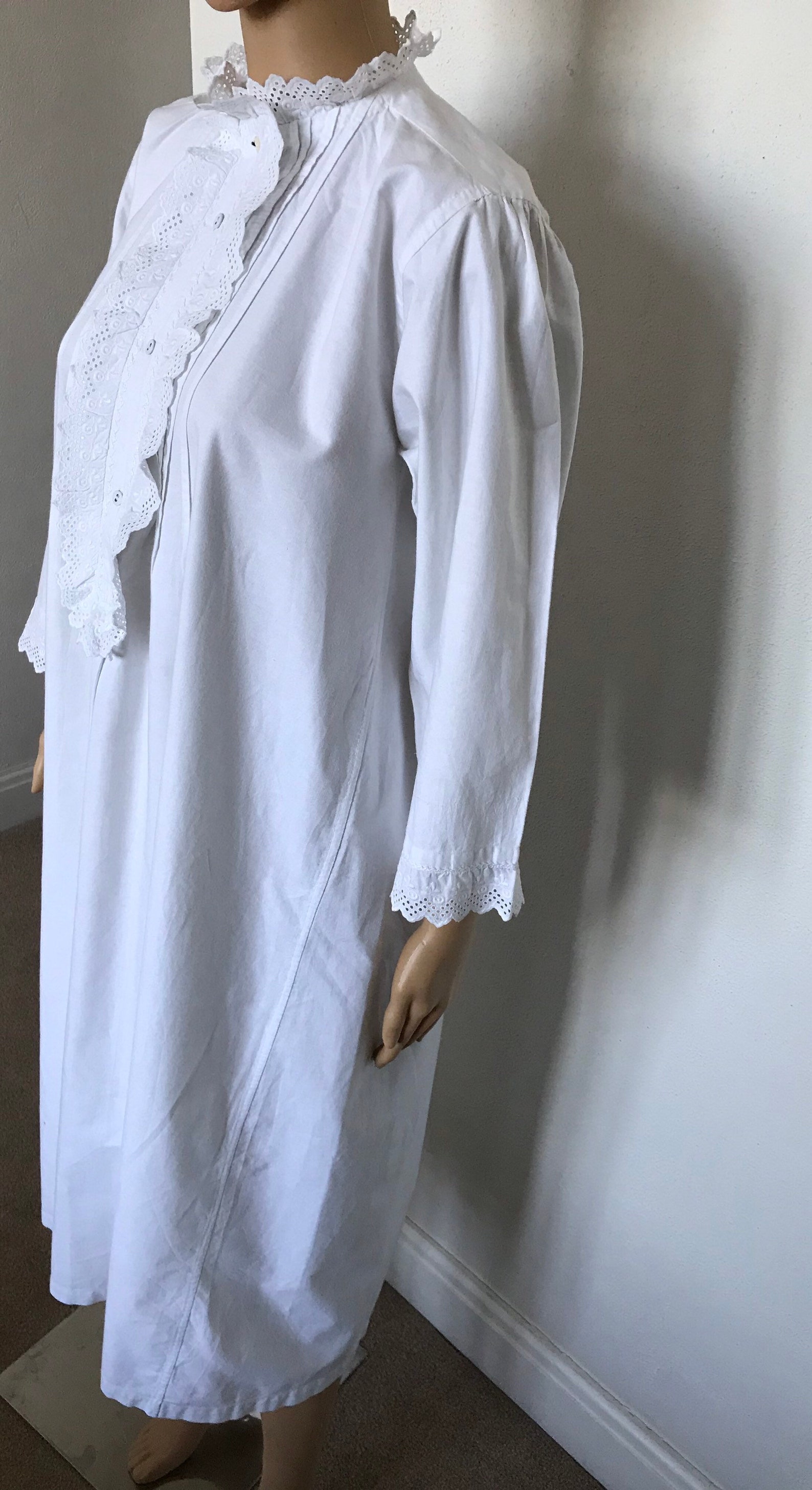 Antique Victorian White Cotton Nightgown Etsy