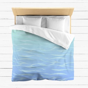 Sunrise Waters Duvet Cover Sparkling Ocean Comforter Tropical Island Vacation Home Bedroom Blue Ombré Beach Kids Bed Mix N Match 4 sizes