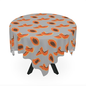 Perfect Papayas Tablecloth Square Shape Versatile Cloth for Beach Picnic Table Tropical Island Modern Cookout Barbecue Fruit Table Cloth