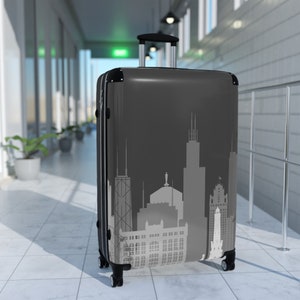 Chicago Skyline Luggage Set Hardshell Suitcase Set Cityscape Luggage Windy City Downtown Chicago Suitcase Durable Skyscraper Suitcase Set
