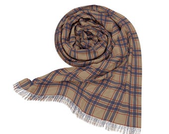 OVERSIZED SILK SCARF - Silk Shawl - Tartan Scarf - Plaid  display picture 1