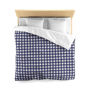 Gingham Grace Duvet Cover Textured Comforter Gingham Duvet Navy Duvet Gingham Cover Checkered Duvet Plaid Luxury Duvet Cover Gingham Bedding