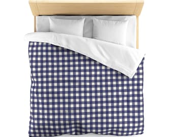 Gingham Grace Duvet Cover Textured Comforter Gingham Duvet Navy Duvet Gingham Cover Checkered Duvet Plaid Luxury Duvet Cover Gingham Bedding