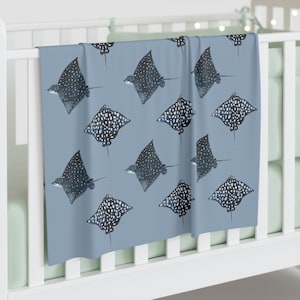 Manta de rayas de águila manchada bebé Swaddle acogedor suave atardecer azul bebé envoltura costera bebé manta tropical guardería playa bebé ducha regalo
