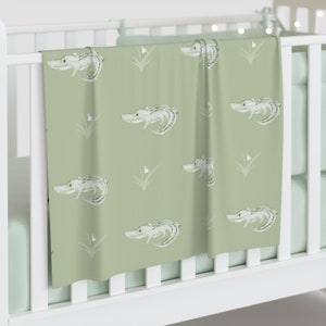 Baby Gators Blanket Baby Swaddle Cozy Soft Infant Wrap Coastal Baby Blanket Alligator Blanket Floral Nursery Gift Newborn Baby Shower Gift