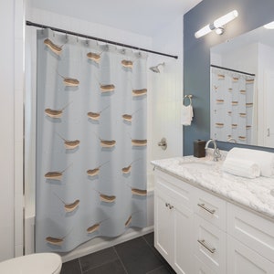 Gone Fishin 'Duschvorhang Küsten Duschvorhang Kinderbadezimmer Dusche Kanu & Angelrute Design Boot Duschvorhang Bootfahren Wohnkultur