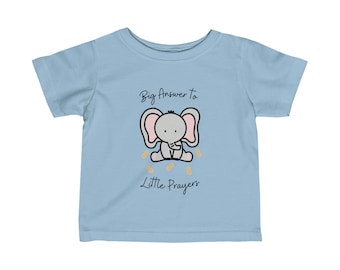 Gran respuesta a las pequeñas oraciones Camiseta de bebé / Elefante y cacahuetes / Camiseta de punto fino para bebés y niños pequeños