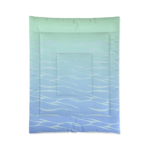 Sunrise Waters Bedding Vintage Beach Bed Comforter Blue Ombré Sparkling Ocean Comforter Tropical Island Bedroom Comforter for Kids & Adults