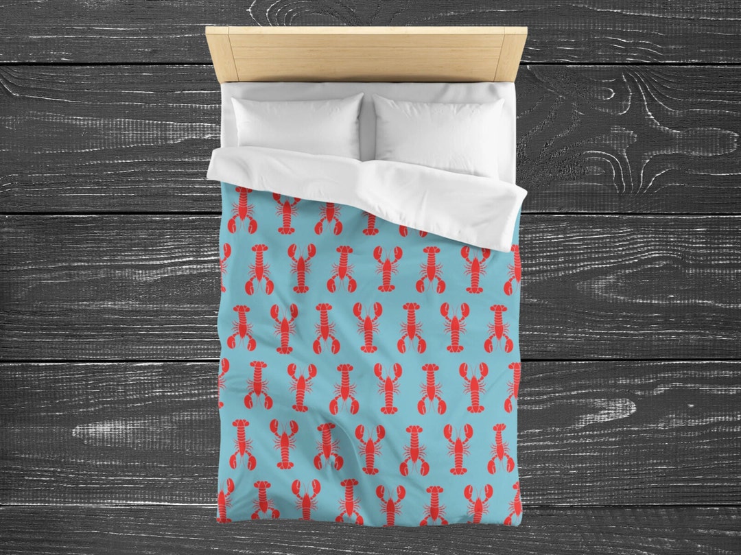 Lobster Black Pattern Print Duvet Cover Bedding Set