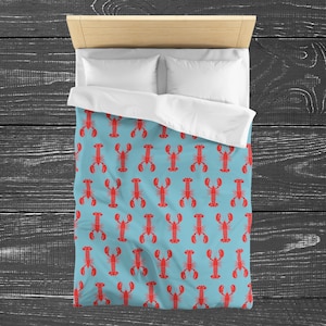 Lobster Duvet Cover Coastal Bedding Nautical Bedroom Decor Beach House Duvet Ocean Inspired Bedding Maritime Home Decor Beachy Duvet 4 sizes