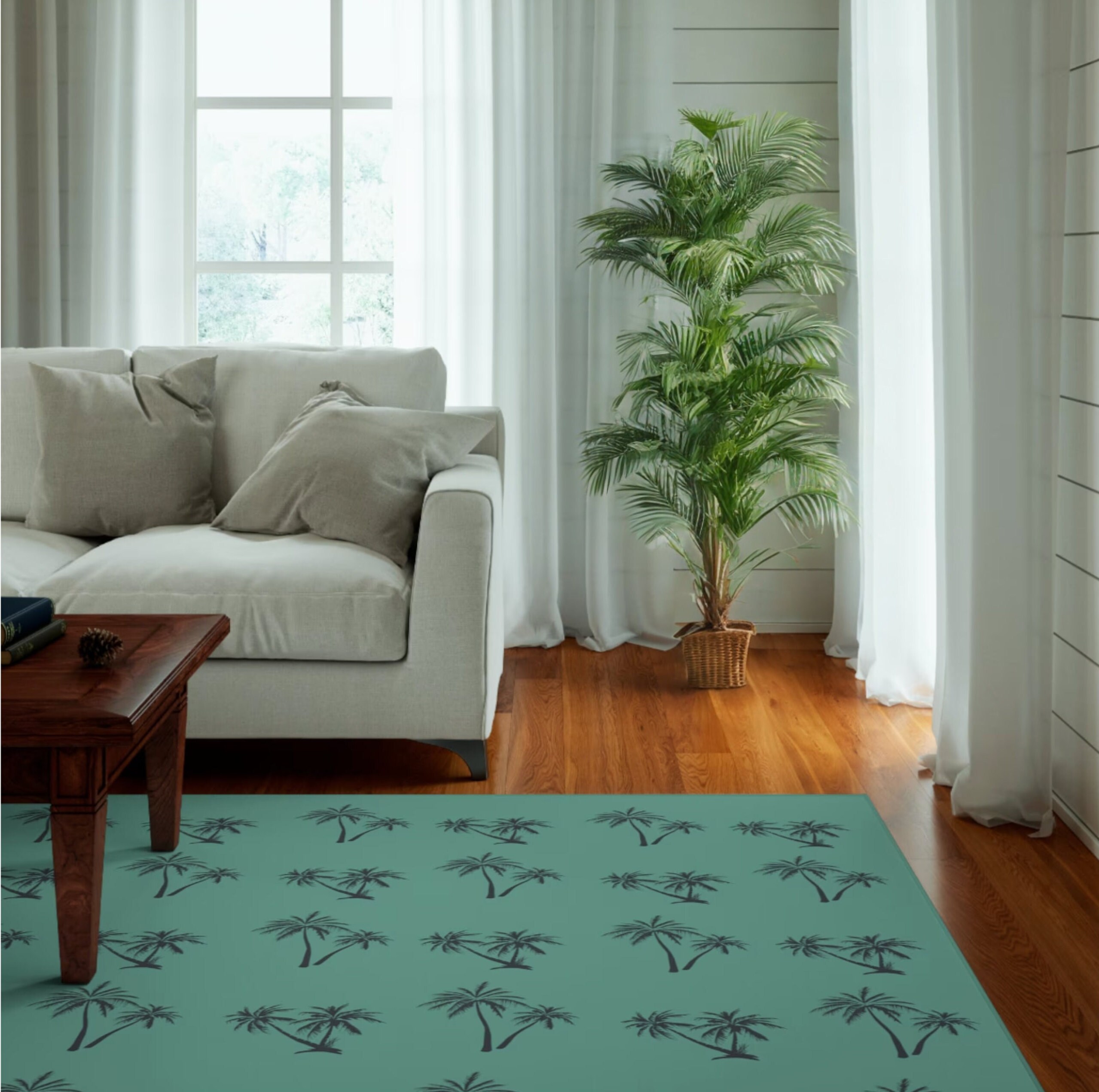 Palm Rug Smoky Palms Green Area Rug Palm Tree Dornier Rug Beach Rug Tropical Rug ...