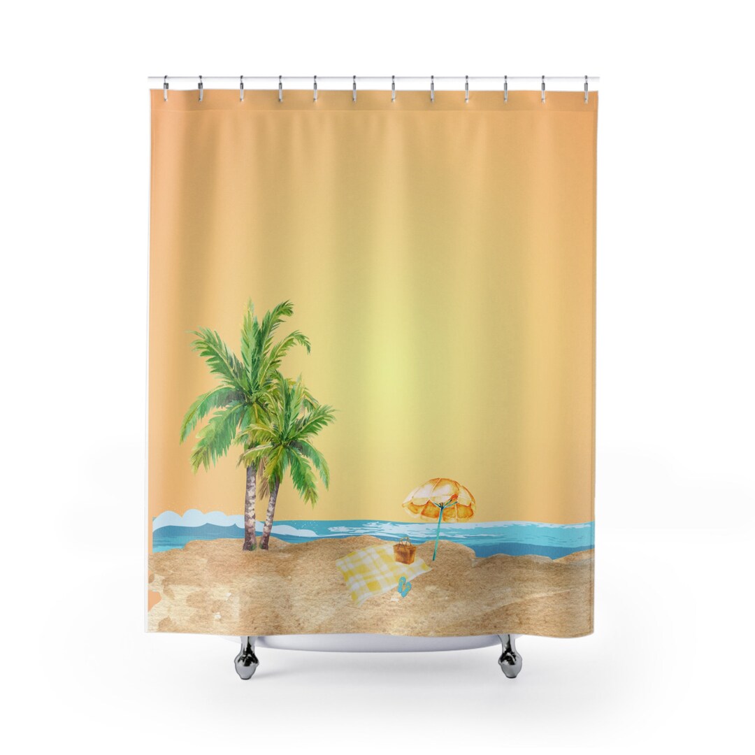 Sunburst Beach Shower Curtain Vintage Beach Shower Curtain Etsy