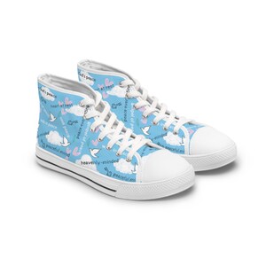 Walk in Peace Women&#39;s High Top Sneakers Inspirational Sneakers Doves & Clouds Tennis Shoes Casual Shoes Peaceful Cute Cloud Teen Sneakers