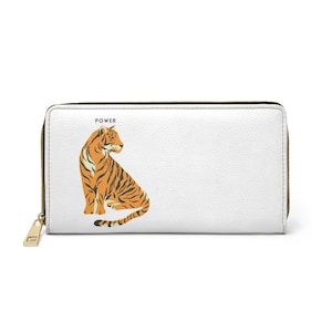 Carteira de tigre laranja Power Wallet Animal Print Bolsa Tiger Stripes Carteira Laranja Tiger Stripe Bolsa Carteira de gato exótico Coleção de gatos divinos