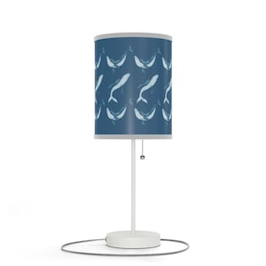 Blue Whale Song Lamp for Adult Kids Baby Room Silver or White Lamp on a Stand Maritime Home Decor Whale Lamp High Seas Ocean Blue Table Lamp