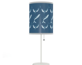 Blue Whale Song Lamp for Adult Kids Baby Room Silver or White Lamp on a Stand Maritime Home Decor Whale Lamp High Seas Ocean Blue Table Lamp