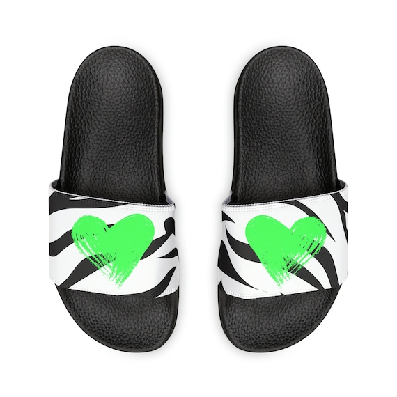 Neon Green Slide Sandal with Black Stripes adidas Slides Eezay Striped Vista Semi Solar Slime/White  main image 3