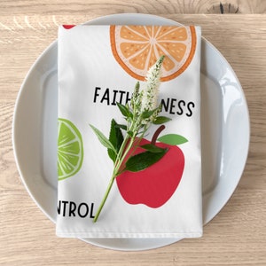 Fruit of the Spirit Cloth Napkins (4) Brunch, Lunch, Dinner Table Picnic Items Church Party Shower Christian Housewarming Fresh Fruit