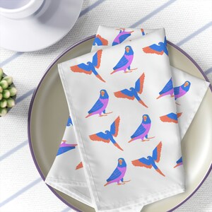 Pink Parrots Cloth Napkins Tropical Birds Napkins Housewarming Gift Picnic Table Tropical Island Kitchen Party Modern Cookout Beach Barbecue