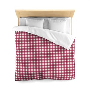 Gingham Grand Duvet Cover Burgundy Gingham Comforter Gingham Duvet Gingham Cover Checkered Duvet Plaid Luxury Duvet Cover Gingham Bedding