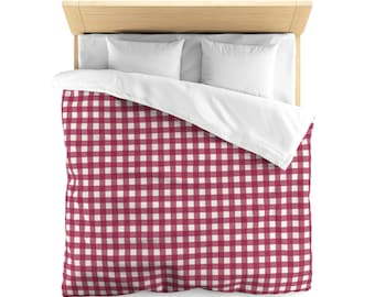 Gingham Grand Duvet Cover Burgundy Gingham Comforter Gingham Duvet Gingham Cover Checkered Duvet Plaid Luxury Duvet Cover Gingham Bedding