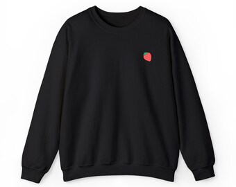 Sudadera bordada de fresa, sudadera veraniega con estampado de frutas, jersey de fresa, sudadera divertida con estampado de frutas, sudadera para amantes de la comida, sudadera de bayas