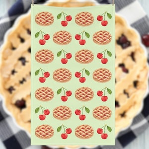 Cheery Cherry Pie Towel Fresh Fruit Towel Decorative Kitchen Towel Kitchen Party Brunch Lunch Cherry Towel Housewarming Gift Shower Gift