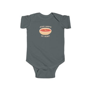 Jesus Warms My Heart Baby Bodysuit Alphabet Soup Cute Baby Clothes Infant Fine Jersey Bodysuit Baby Shower Gift Toddler Christian Apparel