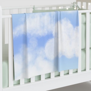 In the Heavens Blanket Baby Swaddle Cozy Soft White Clouds Baby Blanket Dream Life Infant Wrap Whimsical Blanket Nursery Baby Shower Gift