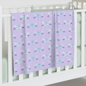 Dreaming of Dragonflies Baby Blanket Baby Swaddle Cozy Soft Lavender Infant Wrap Baby Blanket Nursery Dragonfly Blanket Baby Shower Gift
