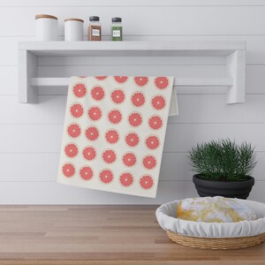 Pink Grapefruit Kitchen Towel | Fruit Collection | Soft, Polyester or Cotton | Cleaning Cloth | Kitchen Decor | Orange & Salmon Colors