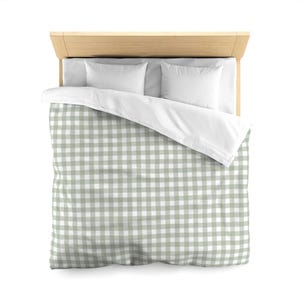 Housse de couette Vichy Grove Housse de couette Vichy vert sauge Couette à carreaux de luxe Housse de couette à carreaux Literie Vichy vert Couette texturée