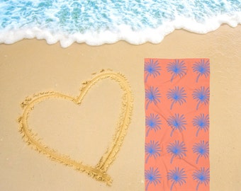 Blue Jungle Leaves Beach Towel Papaya Bright Tropical Rainforest