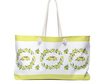 Capri Citrus Tote Bag Lemon Tote Cute Beachy Tote Bag Weekender Tote Bag Capri Travel Tote Boat Trip Tote Towel Bag Beach Bag Lemon Bag