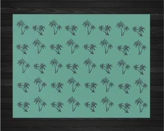 Smoky Palms Green Area Rug Palm Tree Dornier Rug Beach Rug Tropical Rug Anti-Slip Indoor Island Oasis Home Gray Palm Trees Multiple Sizes