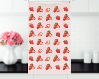 Strawberry Patch Towel Fresh Fruit Towel Decorative Kitchen Towel Kitchen Party Brunch Lunch Fruit Strawberry Towel Housewarming Shower Gift