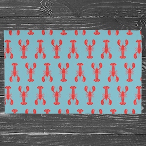 Lobster Rug Washable Nautical Area Rug Coastal Floor Decor Beach House Rug Maritime Red Lobsters Rug Ocean Inspired Floor Kid&#39;s Lobster Rug