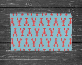 Lobster Rug Washable Nautical Area Rug Coastal Floor Decor Beach House Rug Maritime Red Lobsters Rug Ocean Inspired Floor Kid's Lobster Rug