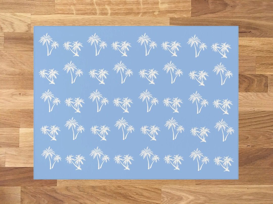 Blue Palms Area Rug Palm Tree Dornier Rug Beach Rug Tropical Boho Rug