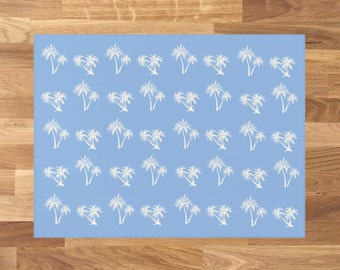 Blue Palms Area Rug Palm Tree Dornier Rug Beach Rug Tropical Boho Rug Anti-Slip Indoor Island Oasis Home Cream Palm Trees Rug Multiple Sizes