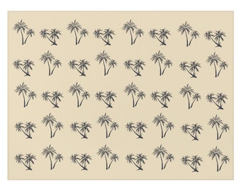 Smoky Palms Beige Area Rug Palm Tree Dornier Rug Beach Rug Tropical Boho Rug Anti-Slip Indoor Island Oasis Home Gray Palm Trees Many Sizes