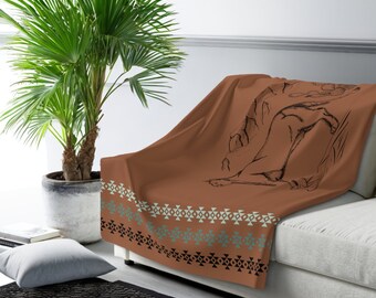 Mountain Lion Blanket Adobe Brown Sherpa Fleece Throw Blanket Southwest Mexico Rustic Living Bedroom Warm Navajo Boho Blanket Desert Delight