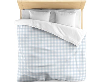 Gingham Glee Duvet Cover Textured Comforter Gingham Duvet Light Blue Duvet Gingham Cover Checkered Duvet Plaid Duvet Cover Gingham Bedding