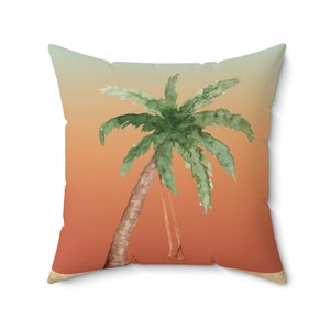 Peaceful Palms Pillow Vintage Beach Pillow Swing in the Sunset Pillow Bedroom Lounge Soft Palm Statement Pillow Tropical Vacation 4 sizes